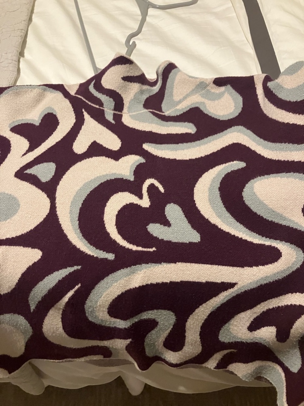 Maeve Purple, Cream & Light Blue Abstract Cowl Sweater